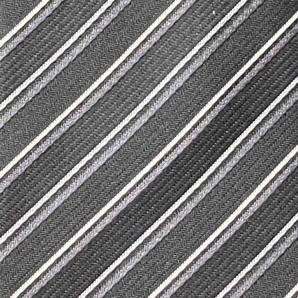 Kenneth Cole New York Slim Black & White Striped Silk Tie - Picture 3 of 4